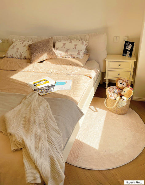 Large Modern Rugs in Living Room, Dining Room Modern Rugs, Cream Color Round Rugs under Coffee Table, Contemporary Circular Rugs in Bedroom-LargePaintingArt.com