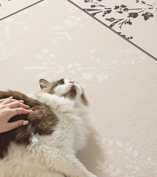 Contemporary Modern Rugs under Dining Room Table, Bedroom Modern Rugs, French Style Rugs for Interior Design, Flower Pattern Modern Rugs for Living Room-LargePaintingArt.com