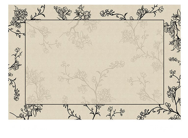 Contemporary Modern Rugs under Dining Room Table, Bedroom Modern Rugs, French Style Rugs for Interior Design, Flower Pattern Modern Rugs for Living Room-LargePaintingArt.com