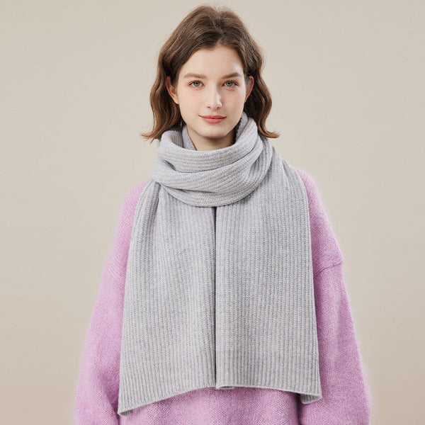 Warm Winter Scarf, Soft Cashmere Scarf for Women, Casual Scarf for Women, Cold Weather Scarf, Fashion Designer Scarf, Green White Grey Wool Scarf for Women-LargePaintingArt.com