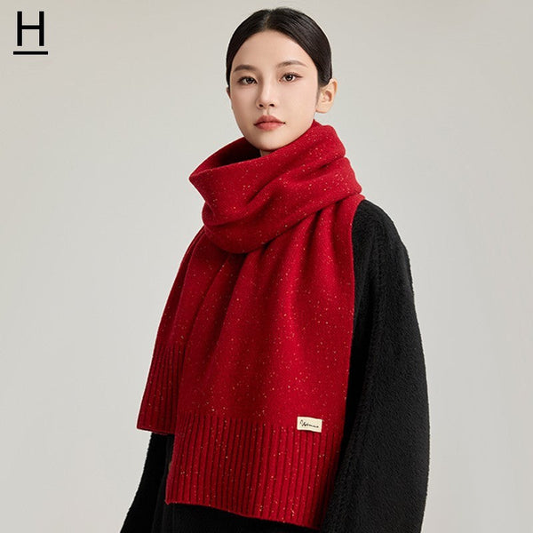 Casual Scarf for Women, Cold Weather Scarf, Fashion Designer Scarf, Red Winter Scarf, Modern Wool Scarf for Women, Soft Cashmere Scarf for Women-LargePaintingArt.com