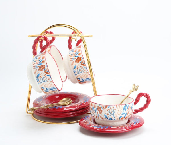 Porcelain Tea Cup Set, Ceramic Coffee Cup Set, Tea Cup With Saucer, Coffee Cup With Saucer, British Afternoon Tea Set, Gift Box Tea Set-LargePaintingArt.com