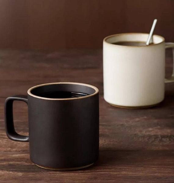 Modern Handmade Pottery Coffee Cup, Large Capacity Coffee Mugs, Unique Tea Cup, Creative White Black Ceramic Coffee Mugs-LargePaintingArt.com