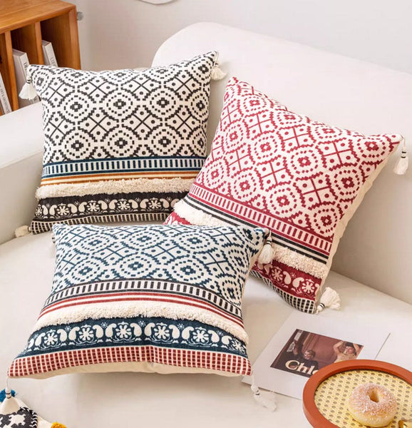 Contemporary Modern Pillow Covers, Square Pillows for Couch, Oriental Decorative Throw Pillows for Bedroom, Bohemian Decorative Sofa Pillows-LargePaintingArt.com