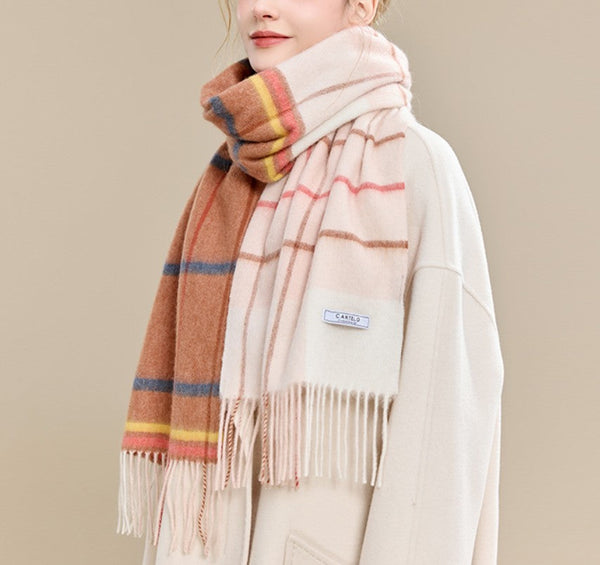 Winter Wool Scarf, Warm Winter Scarf, Holiday Scarf, Christmas Gifts for Her, Cold Weather Scarf, Fashion Scarf, Soft Cashmere Scarf for Girls, Elegant Wool Scarves-LargePaintingArt.com