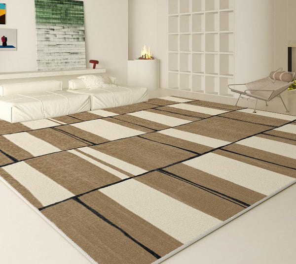 Abstract Contemporary Modern Rugs for Living Room, Large Soft Rugs for Bedroom, Geometric Modern Rug Placement Ideas for Dining Room-LargePaintingArt.com