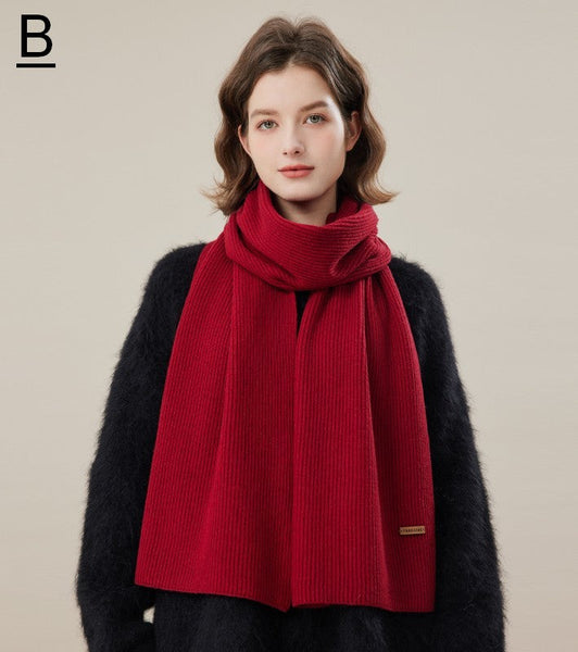 Fashion Designer Scarf, Cold Weather Scarf, Casual Scarf for Women, Red Winter Scarf, Modern Wool Scarf for Women, Soft Cashmere Scarf for Women-LargePaintingArt.com