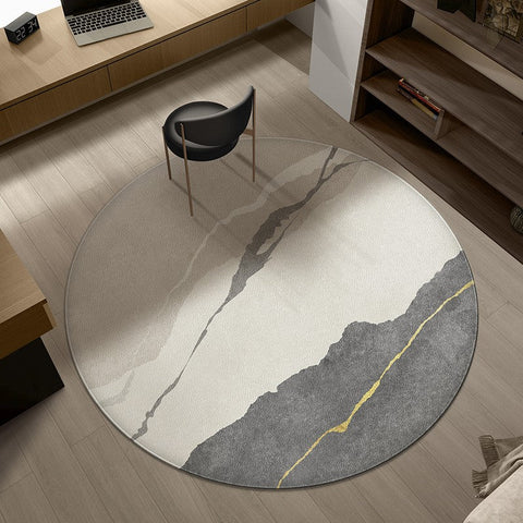 Modern Rugs for Dining Room, Abstract Contemporary Round Rugs under Chairs, Circular Area Rugs for Bedroom, Geometric Modern Rugs for Living Room-LargePaintingArt.com