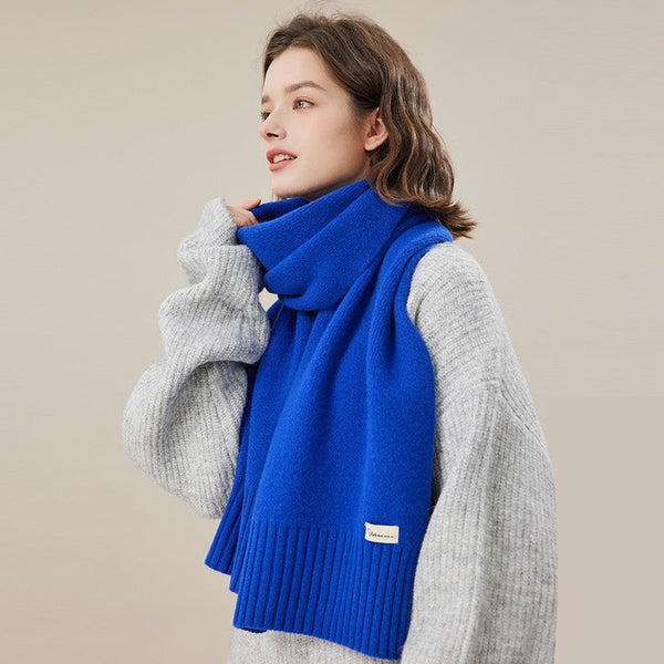 Blue Casual Scarf for Women, Modern Winter Scarf, Fashion Designer Scarf, Cold Weather Scarf, Wool Scarf for Women, Soft Cashmere Scarf for Women-LargePaintingArt.com