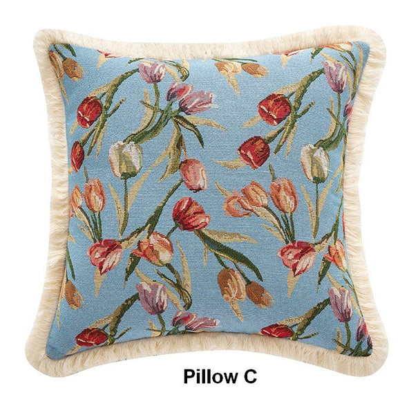 Decorative Sofa Pillows for Couch, Tulip Flower Pillow Covers, Large Flower Decorative Pillows for Bedroom, Farmhouse Decorative Pillows-LargePaintingArt.com