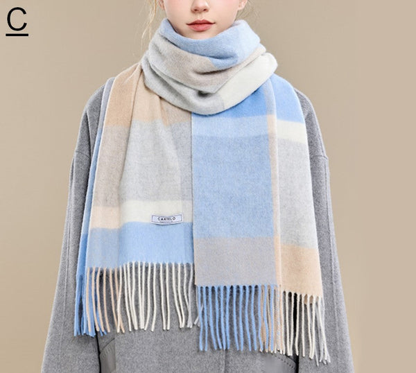 Winter Wool Scarf, Warm Winter Scarf, Holiday Scarf, Christmas Gifts for Her, Cold Weather Scarf, Fashion Scarf, Soft Cashmere Scarf for Girls, Elegant Wool Scarves-LargePaintingArt.com