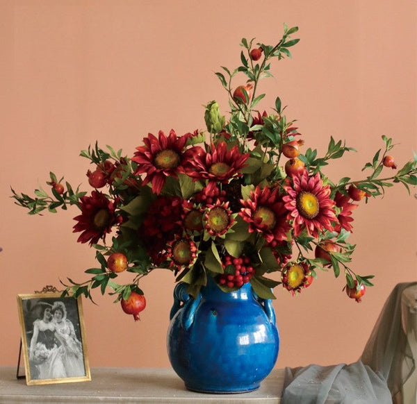 Beautiful Flower Arrangement for Home Decoration, Large Bunch of Pomegranate Branch, Table Centerpiece, Real Touch Artificial Floral for Dining Room-LargePaintingArt.com