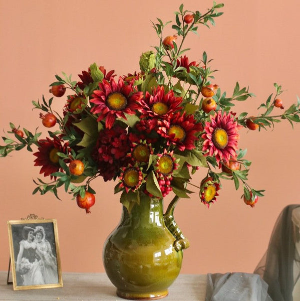 Beautiful Flower Arrangement for Home Decoration, Large Bunch of Pomegranate Branch, Table Centerpiece, Real Touch Artificial Floral for Dining Room-LargePaintingArt.com
