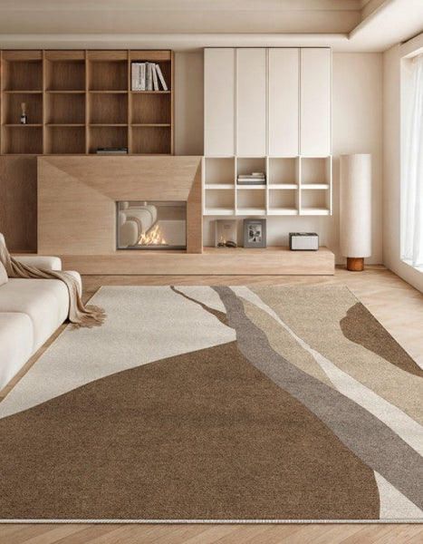 Elegant Modern Area Rugs under Sofa, Dining Room Floor Rugs, Abstract Contemporary Rugs for Bedroom, Mid Century Area Rugs for Living Room-LargePaintingArt.com