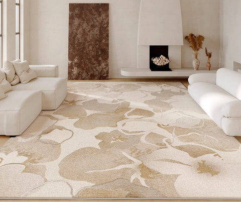 Bedroom Modern Soft Rugs, French Style Modern Rugs for Interior Design, Contemporary Modern Rugs under Dining Room Table, Flower Pattern Modern Rugs for Living Room-LargePaintingArt.com
