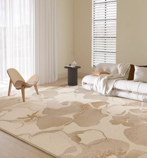 Soft Rugs for Bedroom, Contemporary Modern Rugs under Dining Room Table, French Style Modern Rugs for Interior Design, Flower Pattern Modern Rugs for Living Room-LargePaintingArt.com