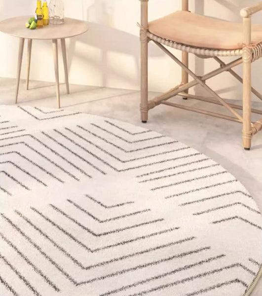 Soft Modern Round Rugs under Coffee Table, Geometric Modern Rugs for Bedroom, Circular Modern Rugs under Sofa, Abstract Contemporary Round Rugs-LargePaintingArt.com