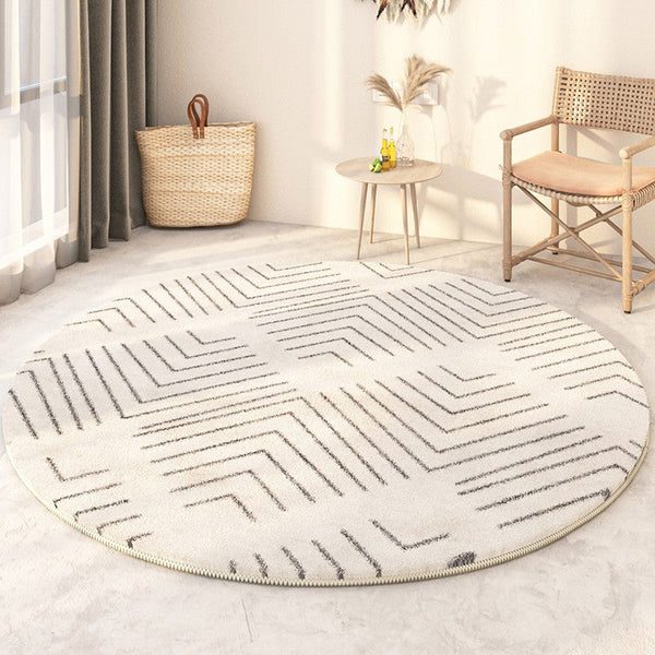 Soft Modern Round Rugs under Coffee Table, Geometric Modern Rugs for Bedroom, Circular Modern Rugs under Sofa, Abstract Contemporary Round Rugs-LargePaintingArt.com