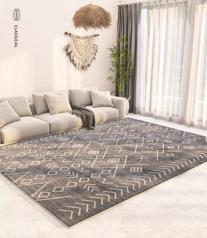 Thick Modern Rugs Next to Bed, Entryway Modern Runner Rugs, Contemporary Modern Rugs for Living Room, Modern Runner Rugs for Hallway-LargePaintingArt.com