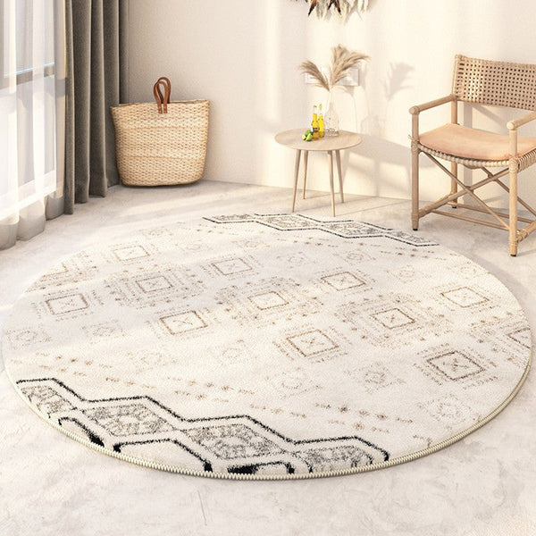 Thick Circular Modern Rugs under Sofa, Geometric Modern Rugs for Bedroom, Modern Round Rugs under Coffee Table, Abstract Contemporary Round Rugs-LargePaintingArt.com