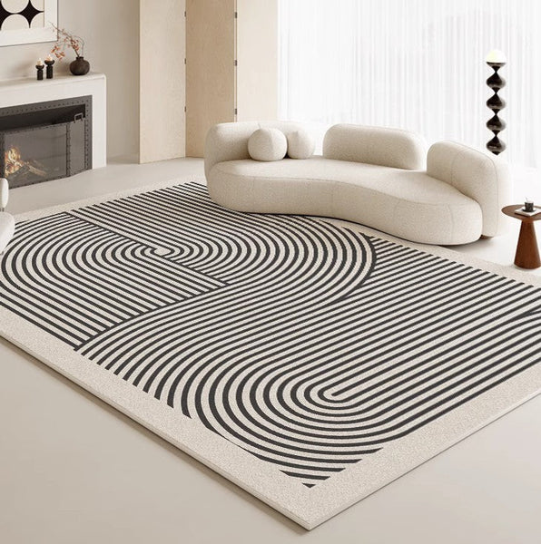 Abstract Contemporary Modern Rugs, Geometric Contemporary Rugs Next to Bed, Modern Rugs for Living Room, Modern Rugs for Dining Room-LargePaintingArt.com