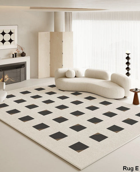 Simple Contemporary Area Rugs under Sofa, Large Area Rugs for Office, Living Room Modern Area Rug, Bedroom Modern Floor Rugs-LargePaintingArt.com