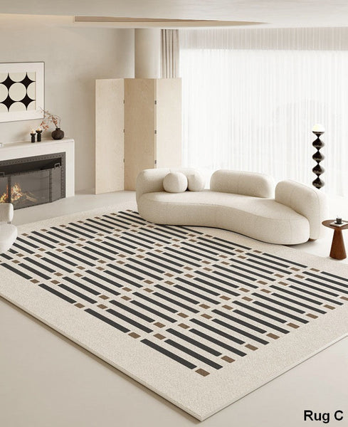 Simple Contemporary Area Rugs under Sofa, Large Area Rugs for Office, Living Room Modern Area Rug, Bedroom Modern Floor Rugs-LargePaintingArt.com