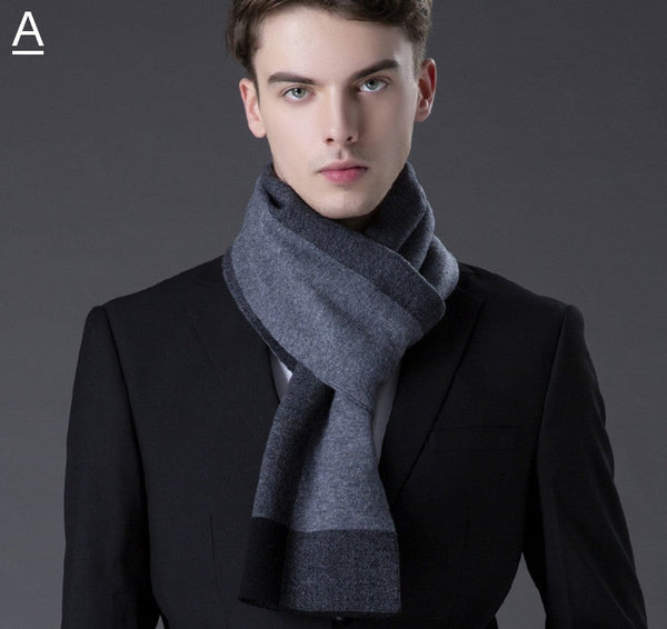 Business Casual Scarf Men, Long Thick Wool Scarf, Men's Winter Scarf, Formal Men Scarf Styles, Fashion Scarf, Christmas Gift for Men, Men's Wool Scarf Winter-LargePaintingArt.com
