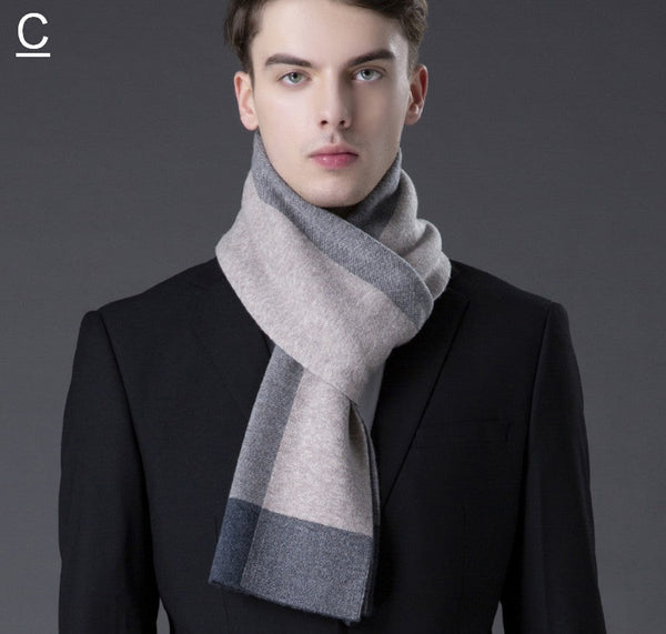 Business Casual Scarf Men, Long Thick Wool Scarf, Men's Winter Scarf, Formal Men Scarf Styles, Fashion Scarf, Christmas Gift for Men, Men's Wool Scarf Winter-LargePaintingArt.com