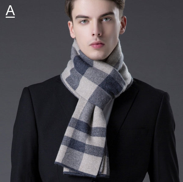 Men's Wool Scarf Winter, Cashmere Scarf for Gentleman, Long Thick Wool Scarf, Men's Winter Scarf, Fashion Scarf, Christmas Gift for Men-LargePaintingArt.com