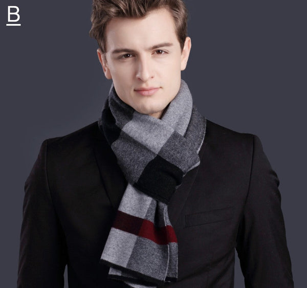 Christmas Gift for Men, Men's Wool Scarf Winter, Thick Wool Scarf, Men's Winter Scarf, Formal Men Scarf Styles, Business Casual Scarf Men, Fashion Scarf-LargePaintingArt.com