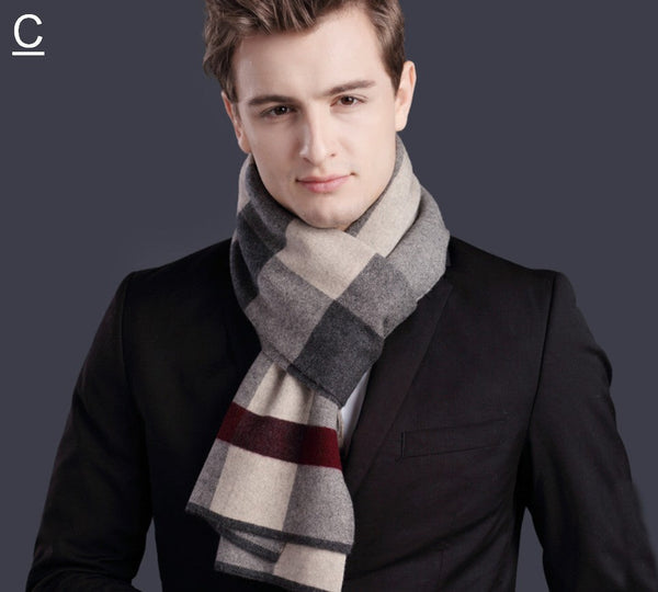 Christmas Gift for Men, Men's Wool Scarf Winter, Thick Wool Scarf, Men's Winter Scarf, Formal Men Scarf Styles, Business Casual Scarf Men, Fashion Scarf-LargePaintingArt.com