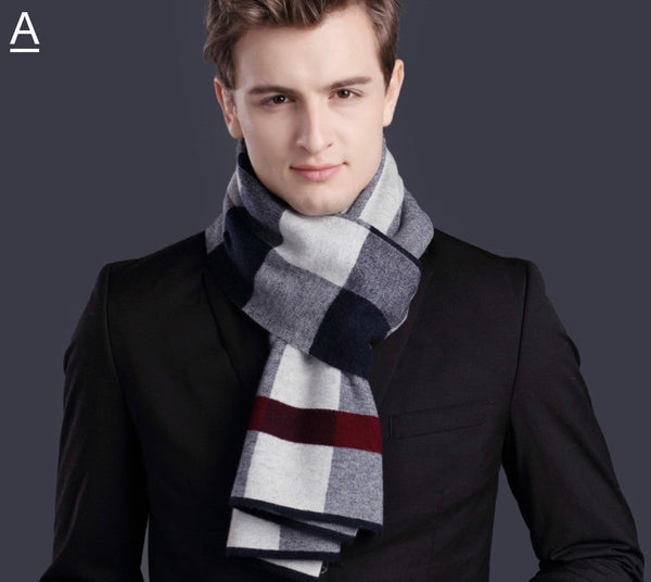 Christmas Gift for Men, Men's Wool Scarf Winter, Thick Wool Scarf, Men's Winter Scarf, Formal Men Scarf Styles, Business Casual Scarf Men, Fashion Scarf-LargePaintingArt.com