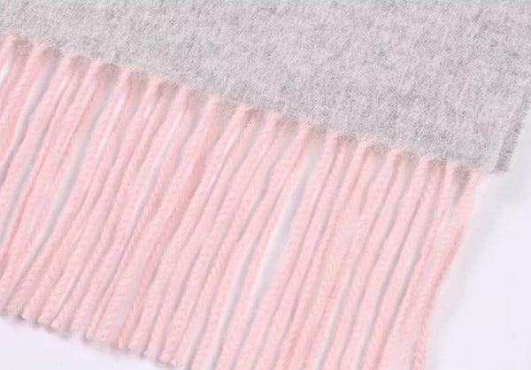 Light Gray and Dusty Rose Fashion Scarf, Christmas Gift, Gifts for Her, Long Wool Scarf, Soft Wool Scarf for Women, Warm Cape, Evening Wrap, Winter Shawl, Elegant Shawl-LargePaintingArt.com