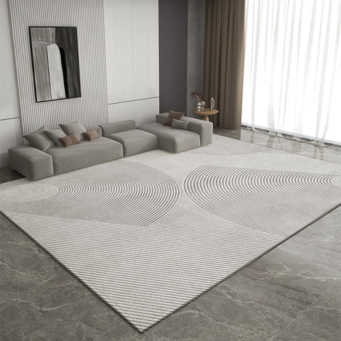Extra Large Gray Contemporary Modern Rugs for Office, Living Room Modern Rugs, Dining Room Geometric Modern Rugs, Bedroom Modern Rugs-LargePaintingArt.com
