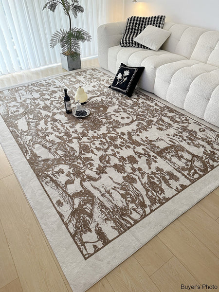 Soft Rugs under Coffee Table, Contemporary Modern Rugs for Living Room, Thick French Style Modern Rugs for Interior Design, Modern Rugs for Dining Room-LargePaintingArt.com