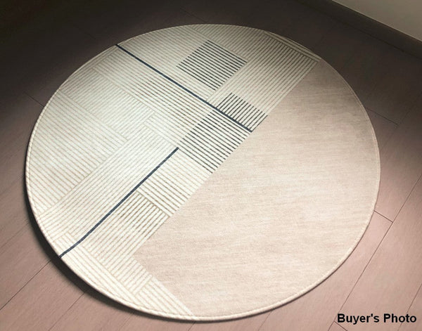 Abstract Contemporary Round Rugs under Chairs, Circular Area Rugs for Bedroom, Modern Rugs for Dining Room, Geometric Modern Rugs for Living Room-LargePaintingArt.com