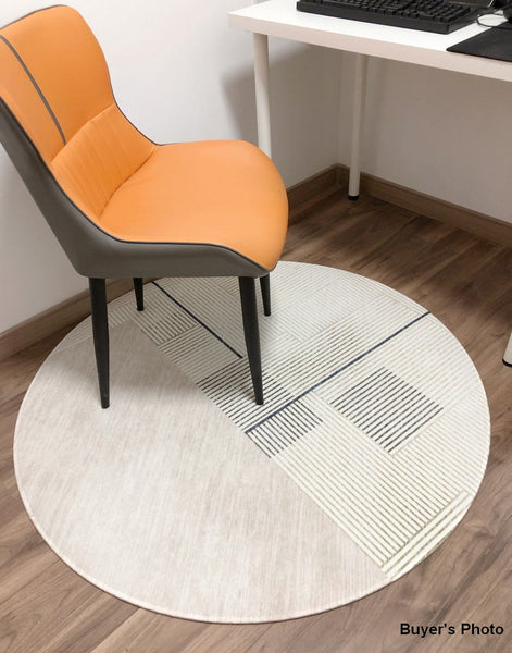 Abstract Contemporary Round Rugs under Chairs, Circular Area Rugs for Bedroom, Modern Rugs for Dining Room, Geometric Modern Rugs for Living Room-LargePaintingArt.com