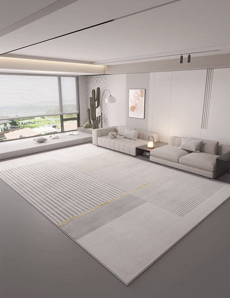 Living Room Contemporary Modern Rugs, Grey Abstract Geometric Modern Rugs, Bedroom Modern Rugs, Modern Rugs for Dining Room-LargePaintingArt.com