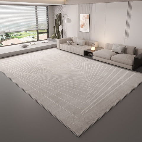 Contemporary Floor Carpets for Living Room, Grey Geometric Modern Rugs in Bedroom, Large Modern Rugs for Sale, Dining Room Modern Rugs-LargePaintingArt.com