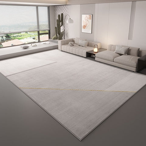 Simple Large Contemporary Floor Carpets, Grey Geometric Modern Rugs in Bedroom, Living Room Modern Area Rugs, Dining Room Modern Rugs-LargePaintingArt.com