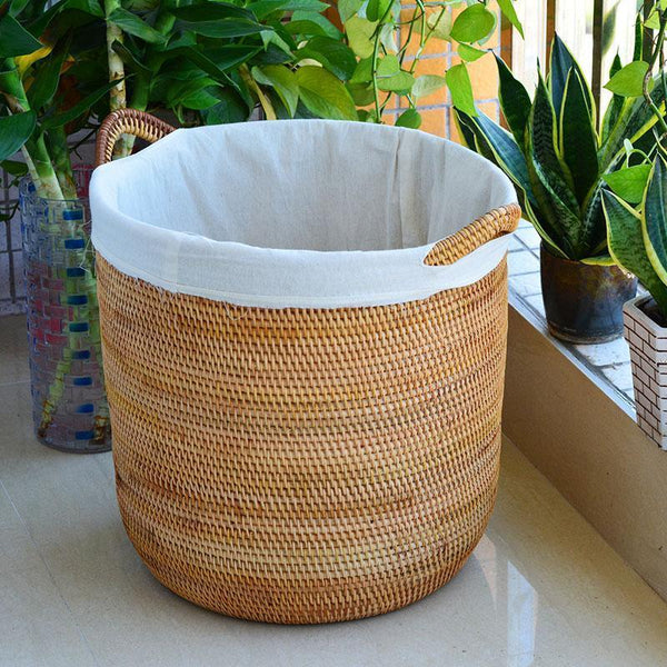 Round Storage Baskets, Extra Large Rattan Storage Baskets, Oversized Laundry Storage Baskets, Storage Baskets for Clothes, Storage Baskets for Bathroom-LargePaintingArt.com