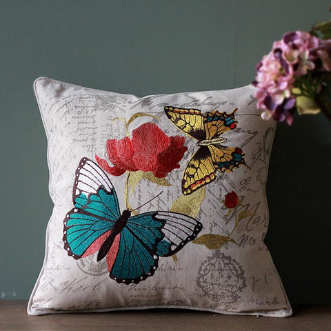 Decorative Throw Pillows, Butterfly Cotton and linen Pillow Cover, Sofa Decorative Pillows, Decorative Pillows for Couch-LargePaintingArt.com