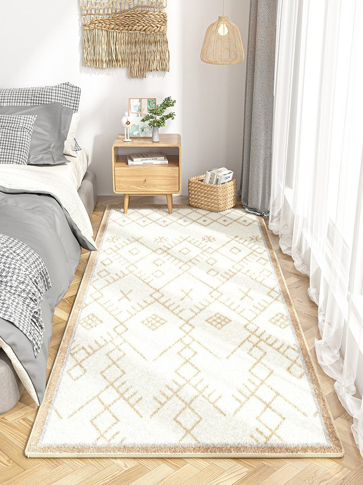 Geometric Contemporary Runner Rugs for Living Room, Thick Modern Runner Rugs Next to Bed, Bathroom Runner Rugs, Kitchen Runner Rugs, Hallway Runner Rugs-LargePaintingArt.com