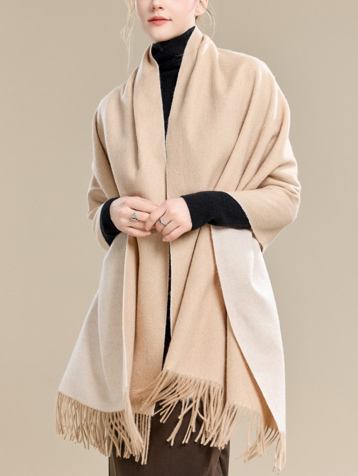 Light Brown Wool Scarf, Soft Wool Scarf for Women, Evening Wrap, Long Winter Shawl, Elegant Shawl, Warm Cape, Fashion Scarf, Christmas Gift, Gifts for Her-LargePaintingArt.com