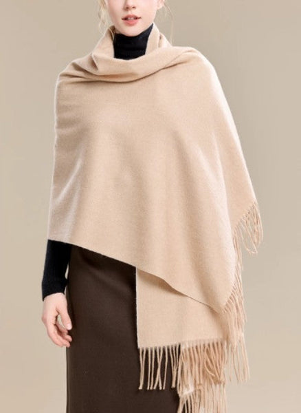 Light Brown Wool Scarf, Soft Wool Scarf for Women, Evening Wrap, Long Winter Shawl, Elegant Shawl, Warm Cape, Fashion Scarf, Christmas Gift, Gifts for Her-LargePaintingArt.com