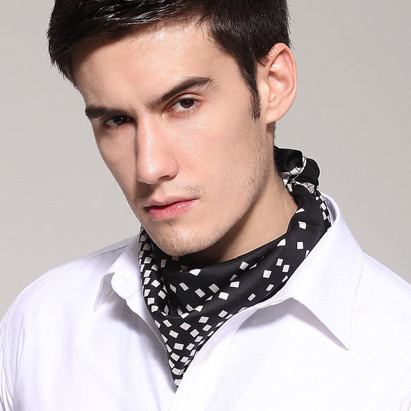 Mens Dress Silk Scarf, Pure Silk Square Scarf, Soft Silk Scarf Mens, Skinny Silk Scarf Men, Silk Neckerchief For Men, Summer Silk Scarf Men, Formal Silk Scarf Mens, Small Square Silk Scarf-LargePaintingArt.com