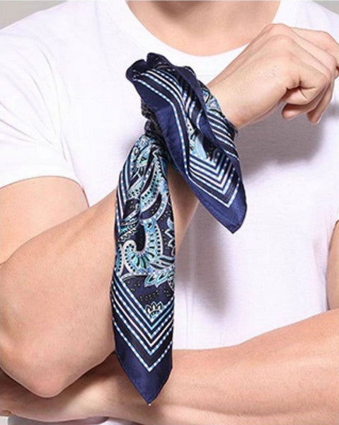Pure Silk Square Scarf, Soft Silk Scarf Mens, Mens Dress Silk Scarf, Skinny Silk Scarf Men, Silk Neckerchief For Men, Summer Silk Scarf Men, Formal Silk Scarf Mens, Small Square Silk Scarf-LargePaintingArt.com