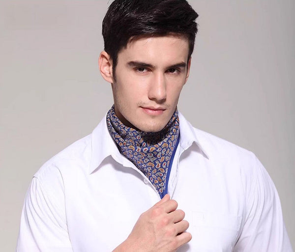 Mens Dress Silk Scarf, Skinny Silk Scarf Men, Pure Silk Square Scarf, Soft Silk Scarf Mens, Silk Neckerchief For Men, Summer Silk Scarf Men, Formal Silk Scarf Mens, Small Square Silk Scarf-LargePaintingArt.com
