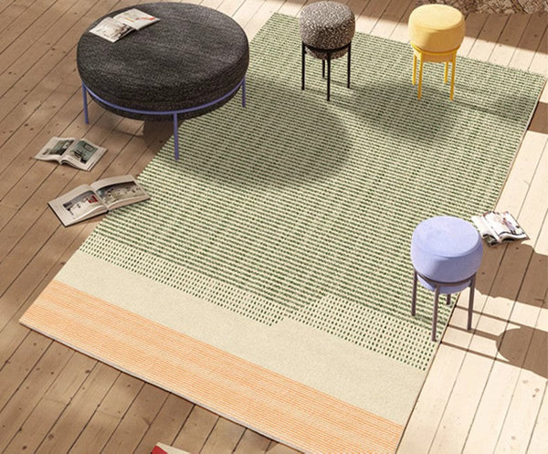 Contemporary Abstract Rugs for Dining Room, Living Room Modern Rug Ideas, Bedroom Floor Rugs, Green Abstract Rugs for Living Room-LargePaintingArt.com